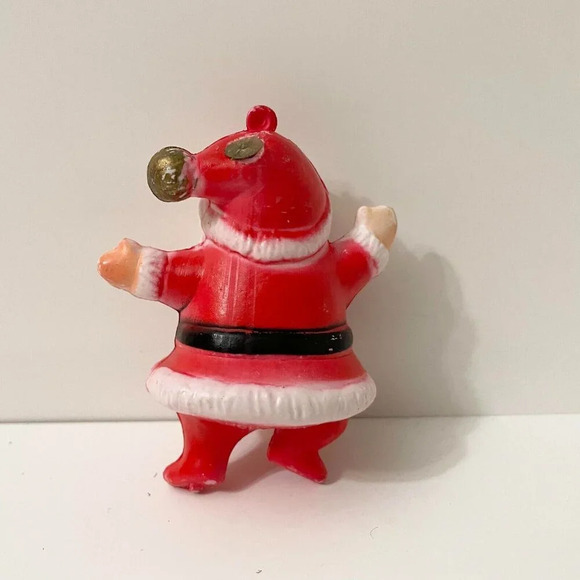 Vintage Mini Blow Mold Santa Christmas Ornament 3 Inch Tall Flaws - Picture 6 of 16